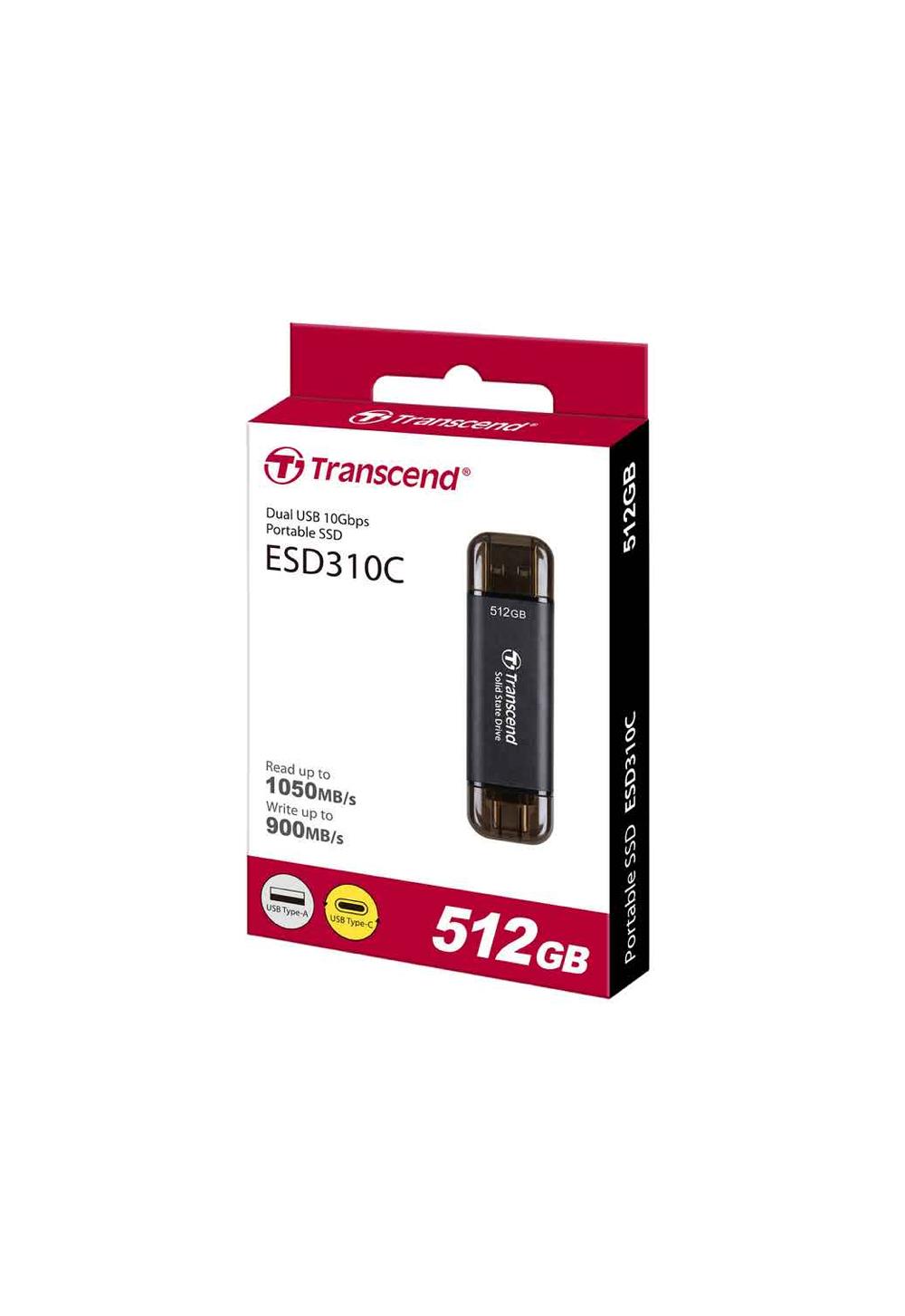 Портативный SSD накопитель Transcend ESD310C 512 GB USB 3.2 Type-C Black 1