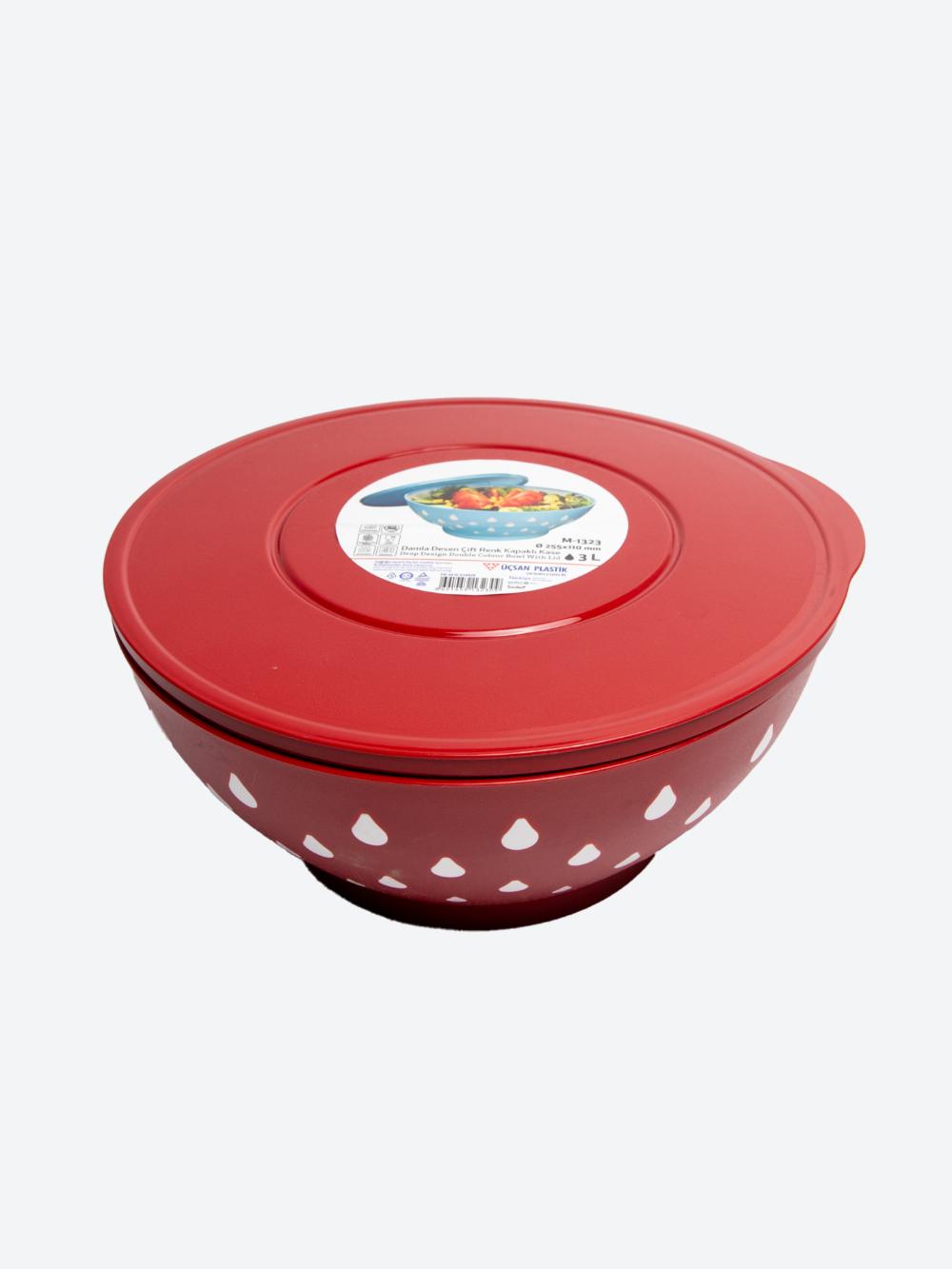 Ikki rangli qopqoqli plastik kosa, "Tomchi" dizayni 3 l M-1323 1