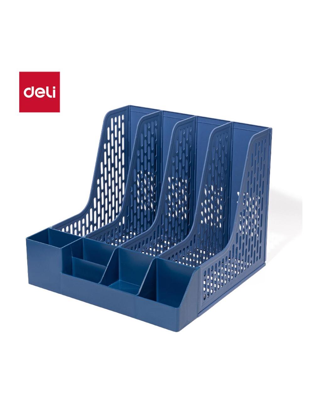 Лоток вертикальный 4 отделения (синий) Deli D-9849-bl 1