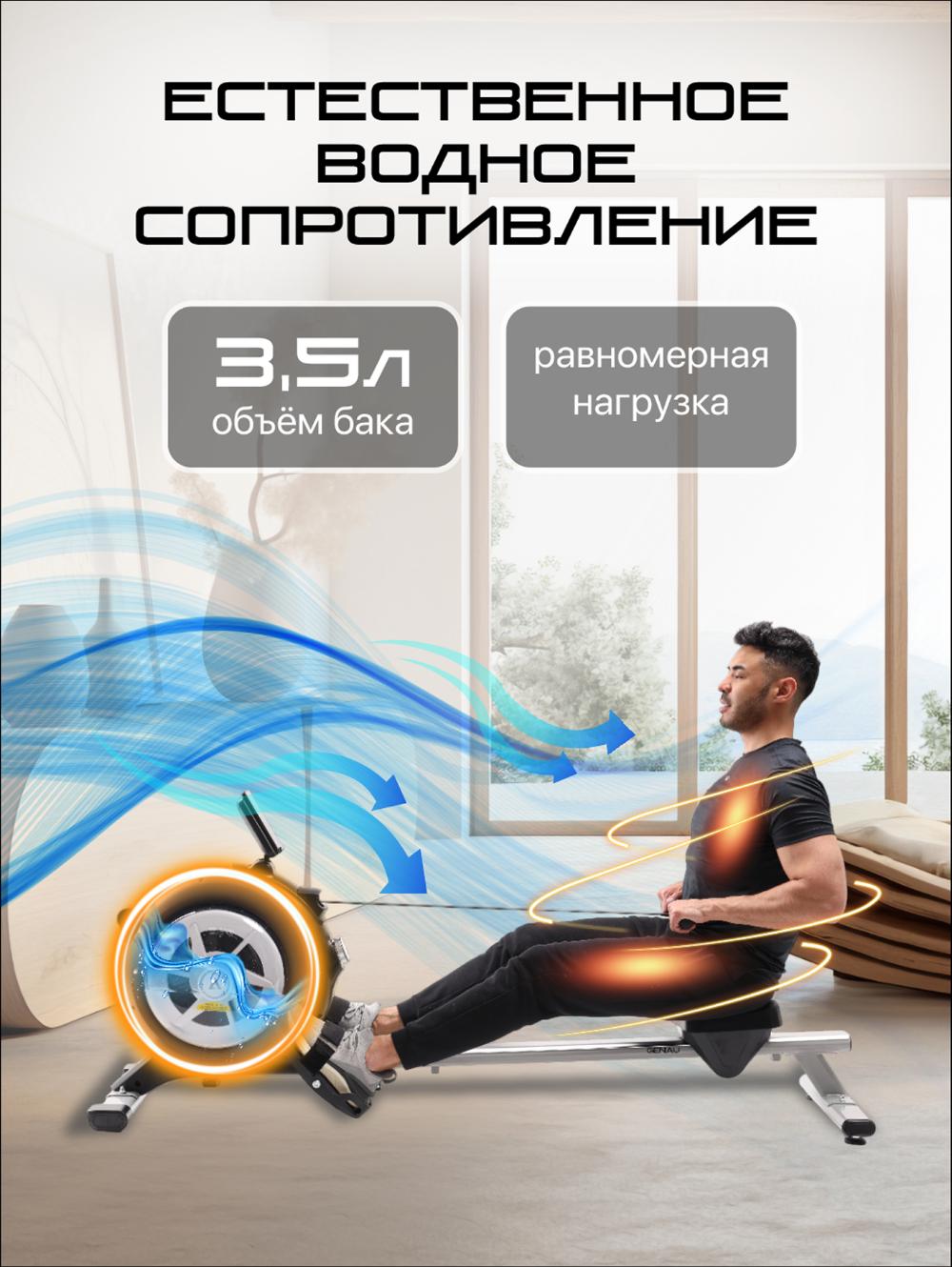 Гребной тренажер Genau Rower RW500 Hydro *RW1-01A 12