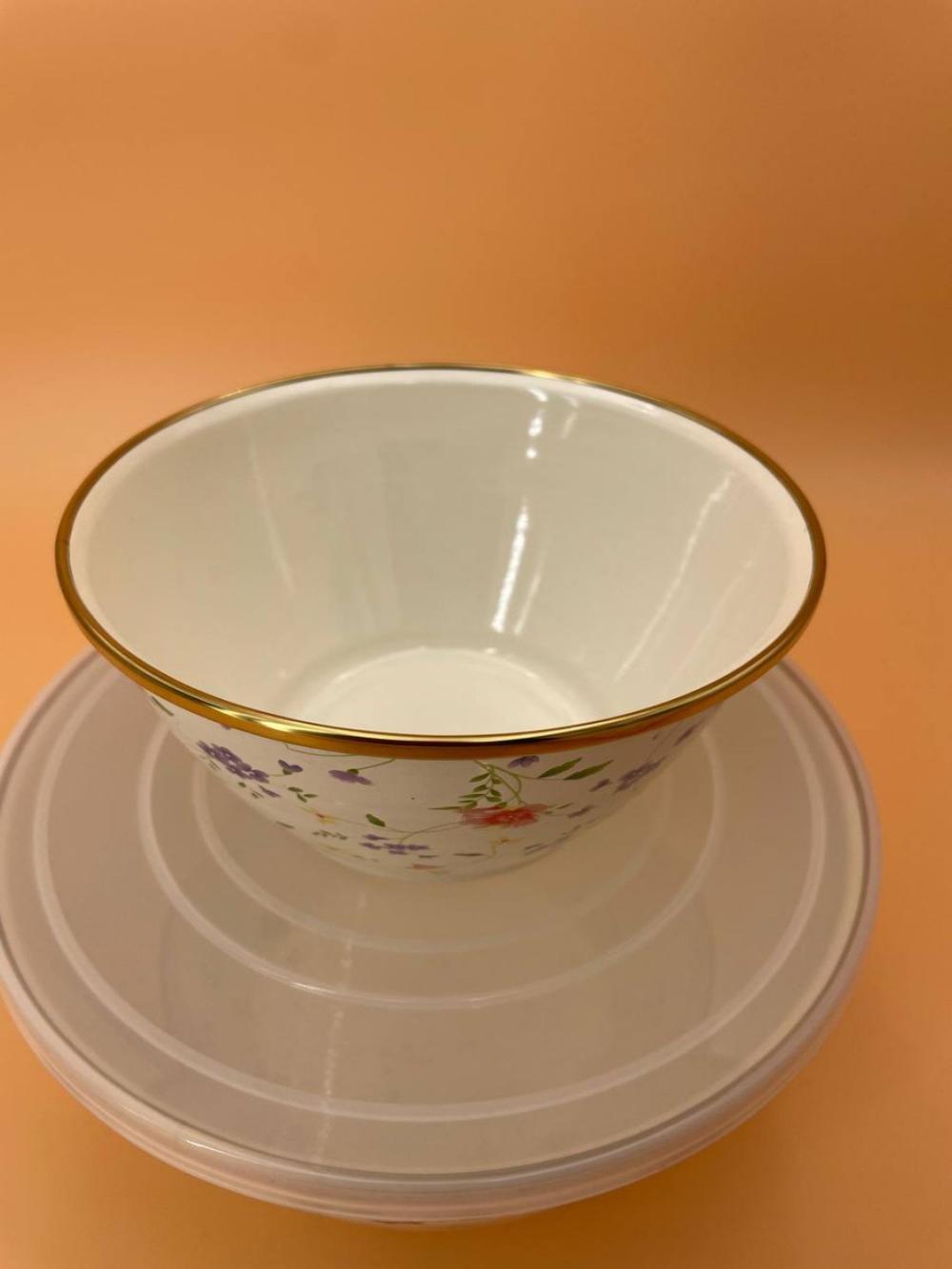 Emallangan salat idishlari to'plami, qopqoqli idishlar 1-2,5-4 litr 5
