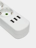Удлинитель электрический Lezard, сетевой фильтр, 3 входа, 3 USB порта, 2 м 3