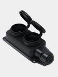 Tashqi rozetka ikkitalik Lezard 106-0400-0110, tiqinlar bilan, 2Р+РЕ 1х16А 220-240V 2