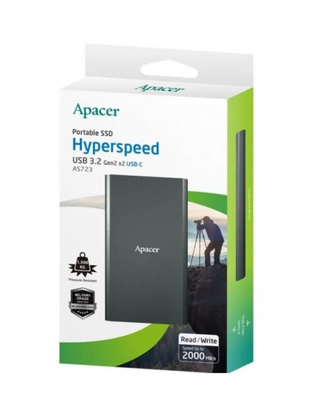 Портативный SSD Apacer 1TB USB 3.2 Gen 2x2 Type-C AS723 2,000 MB/s 1