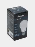 LED lampa, 15Vt, 6500K- sovuq rang, E27, Beshr, energiya tejamkor, diodli lampa, lampochka 4
