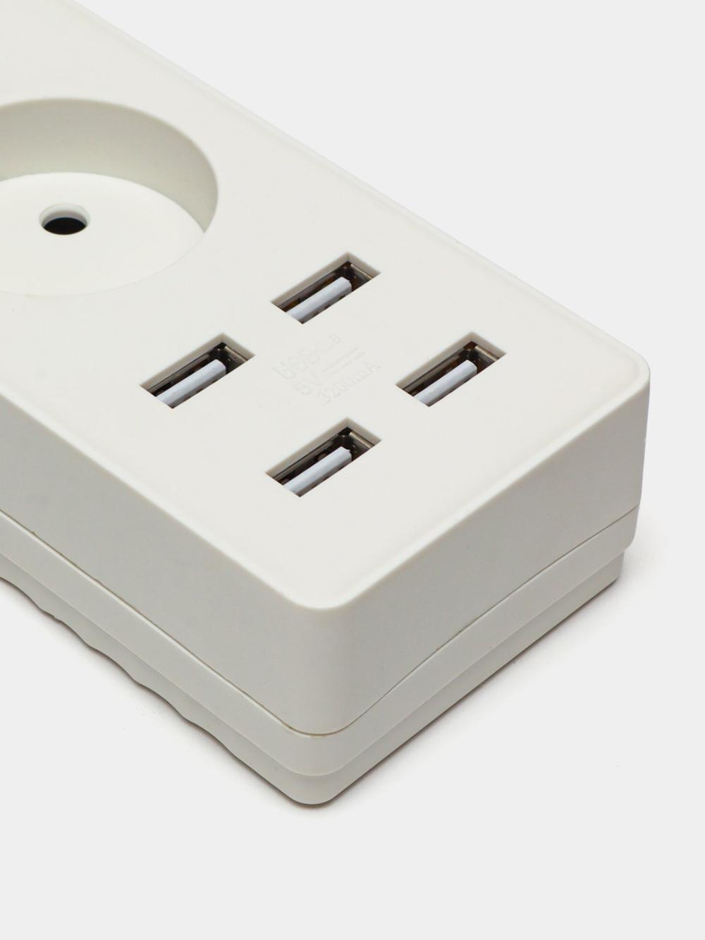 Beshr Удлинитель c USB зазем выкл 3x3м (8903A3) 4