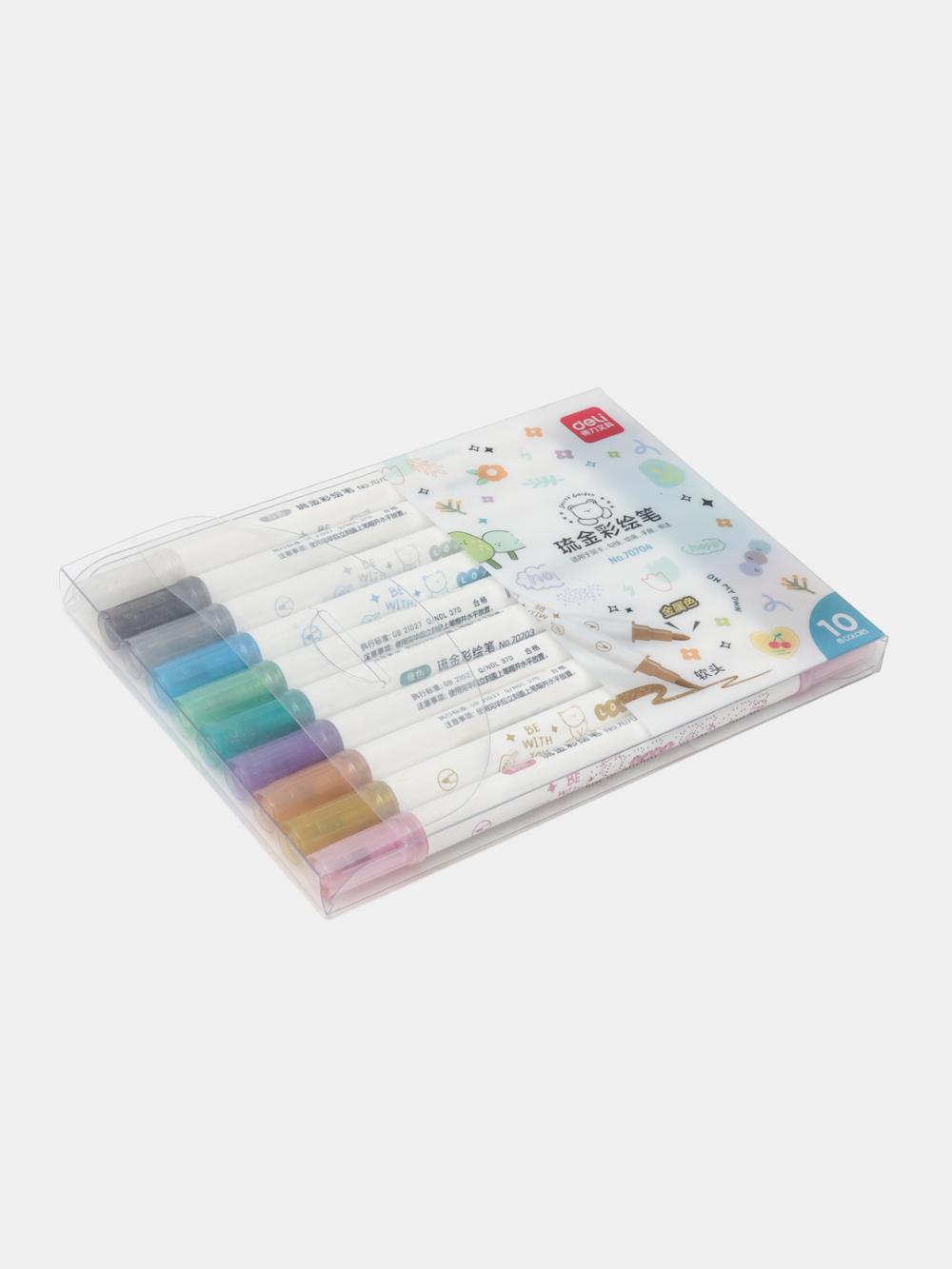 Ikki tomonlama metallik markerlar Deli D-70704 1