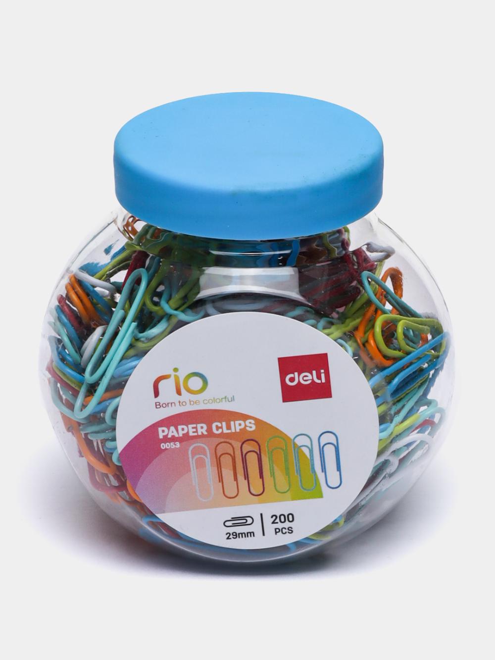 Qog'oz qisqichlari 29 mm tubikda  200 dona (rangli) Deli D-0053 1