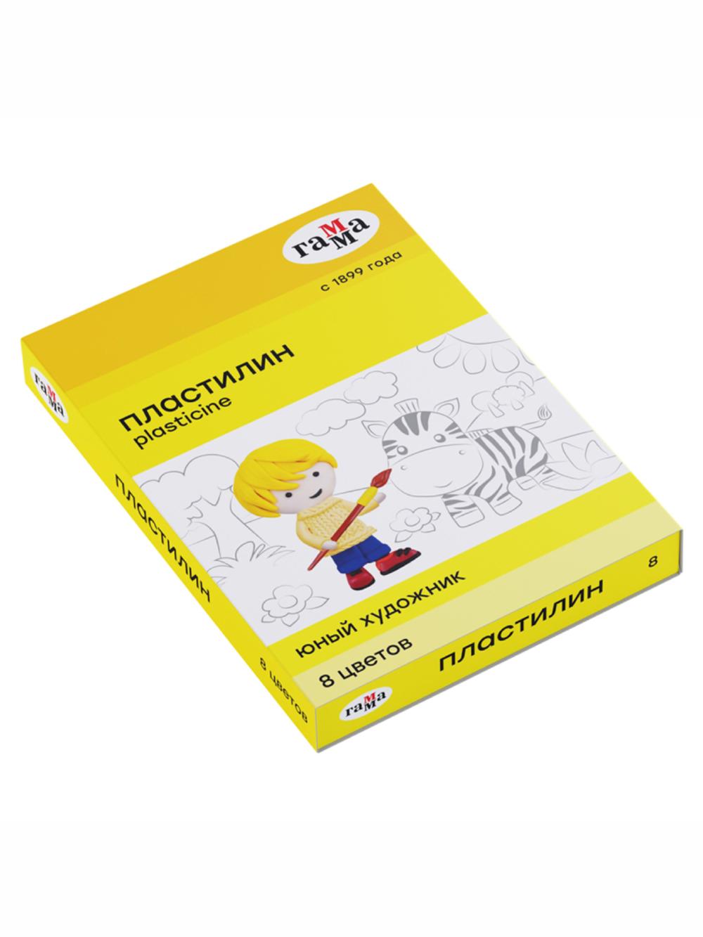 Пластилин "Юный художник" New, 08 цветов, 112г, со стеком, картон. упаковка Гамма 280043 1