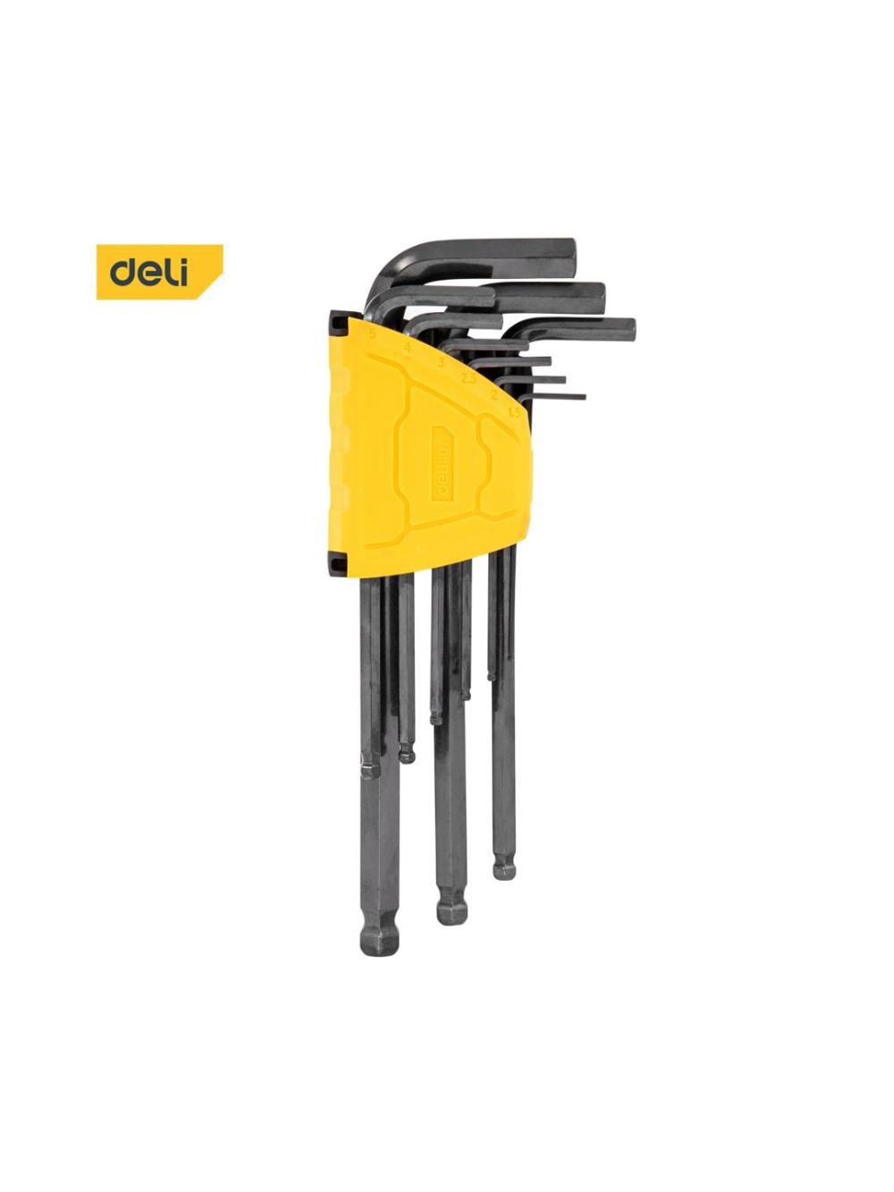 Olti burchakli uzun. emb ichida yaxlitlangan. 9 dona 1,5-10 mm (qora) Deli D-EDL232209H 1