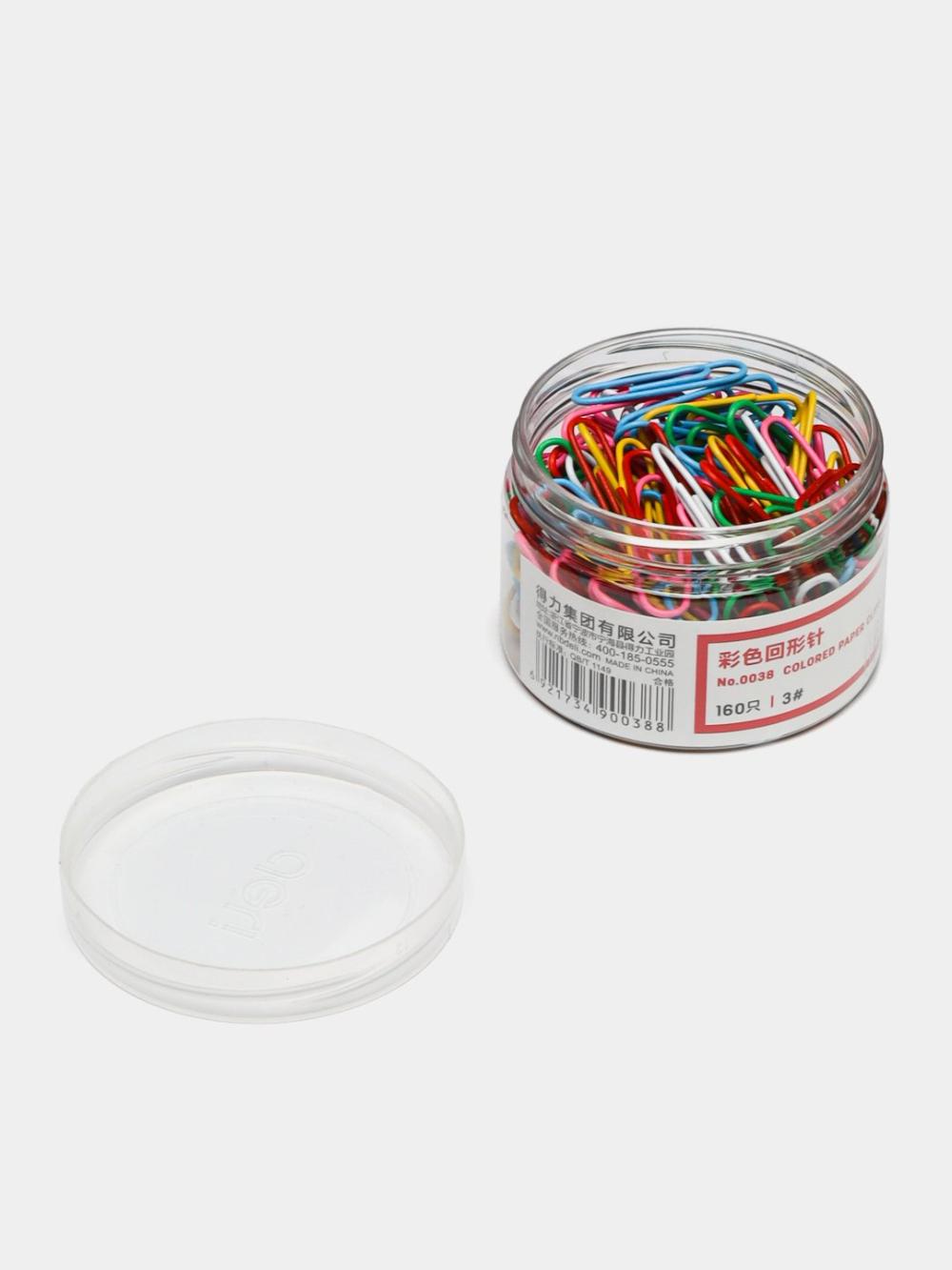 Qog'oz qisqichlari 29 mm, 160 dona (rangli) tubda Deli D-0038 1