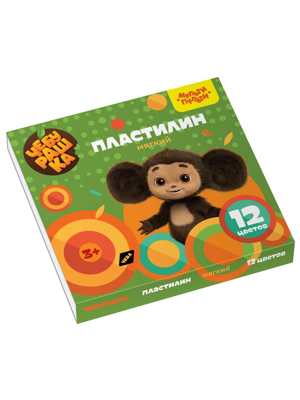 Пластилин "Чебурашка", 12 цветов, 144г, со стеком, картон Мульти-Пульти МПЧБ_53010 1