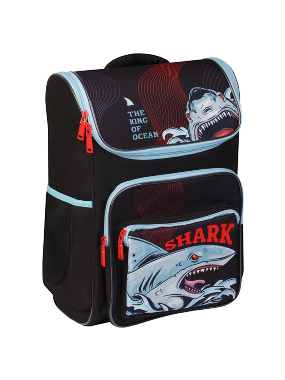 Yengil ryukzak Happy School "Shark" 39*28*18 sm, 1 ta bo'lim, 4 ta cho'ntak, anatomik orqa qismli ArtSpace Uni_17727 1