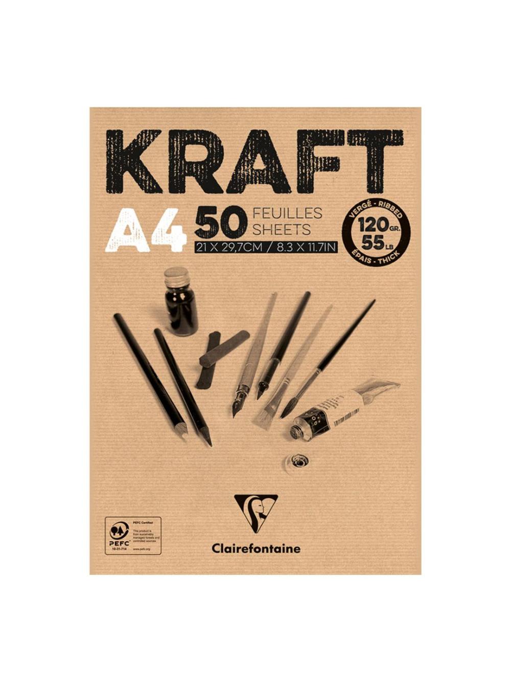 Sketchbook - bloknot 50 varaq. Clairefontaine "Kraft" elimida A4, 120g/m2, kraft 975815C 1