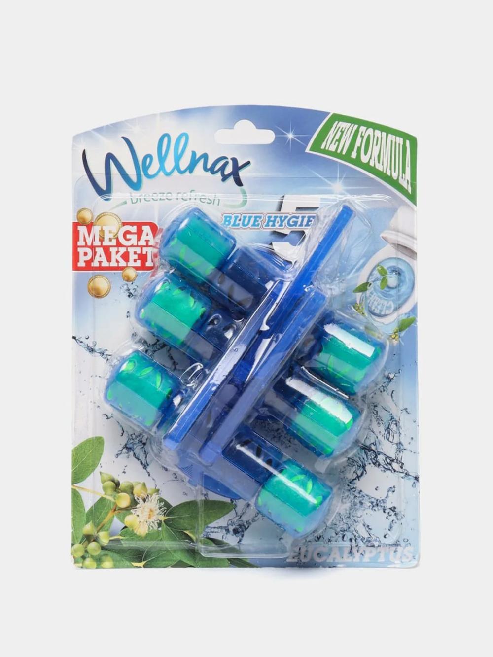 Блок-ободок для туалета Wellnax Blue Water 3 Mega Эвкалипт, 3x50 г 1
