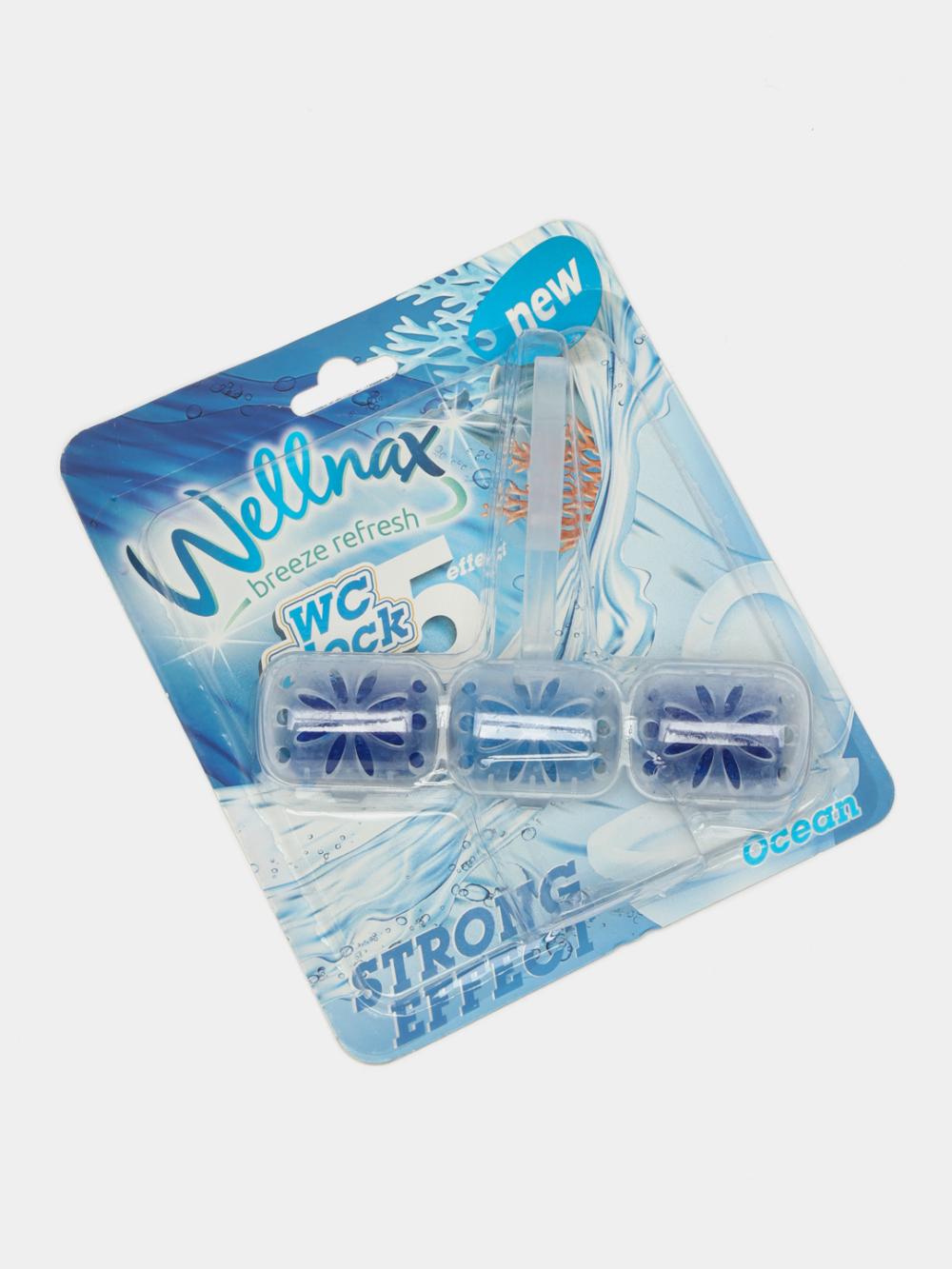 Блок-ободок для туалета Wellnax Blue Water Океанский Поток, 50 г 2
