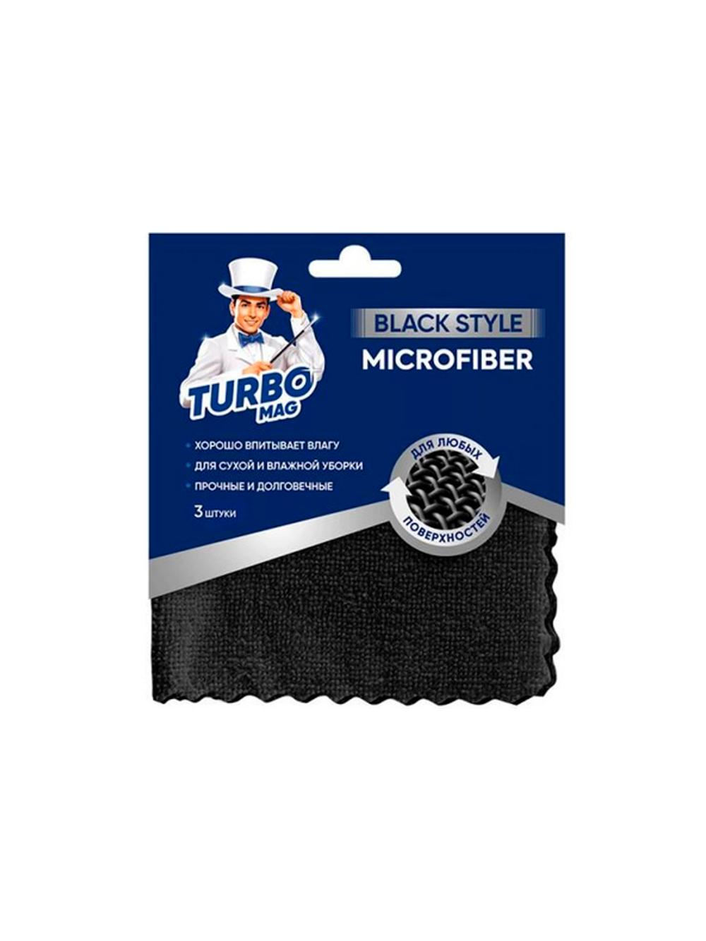 Салфетка универсальная Turbomag Black Style, микрофибра 220г/м², 30x30 см, 1 шт. 1