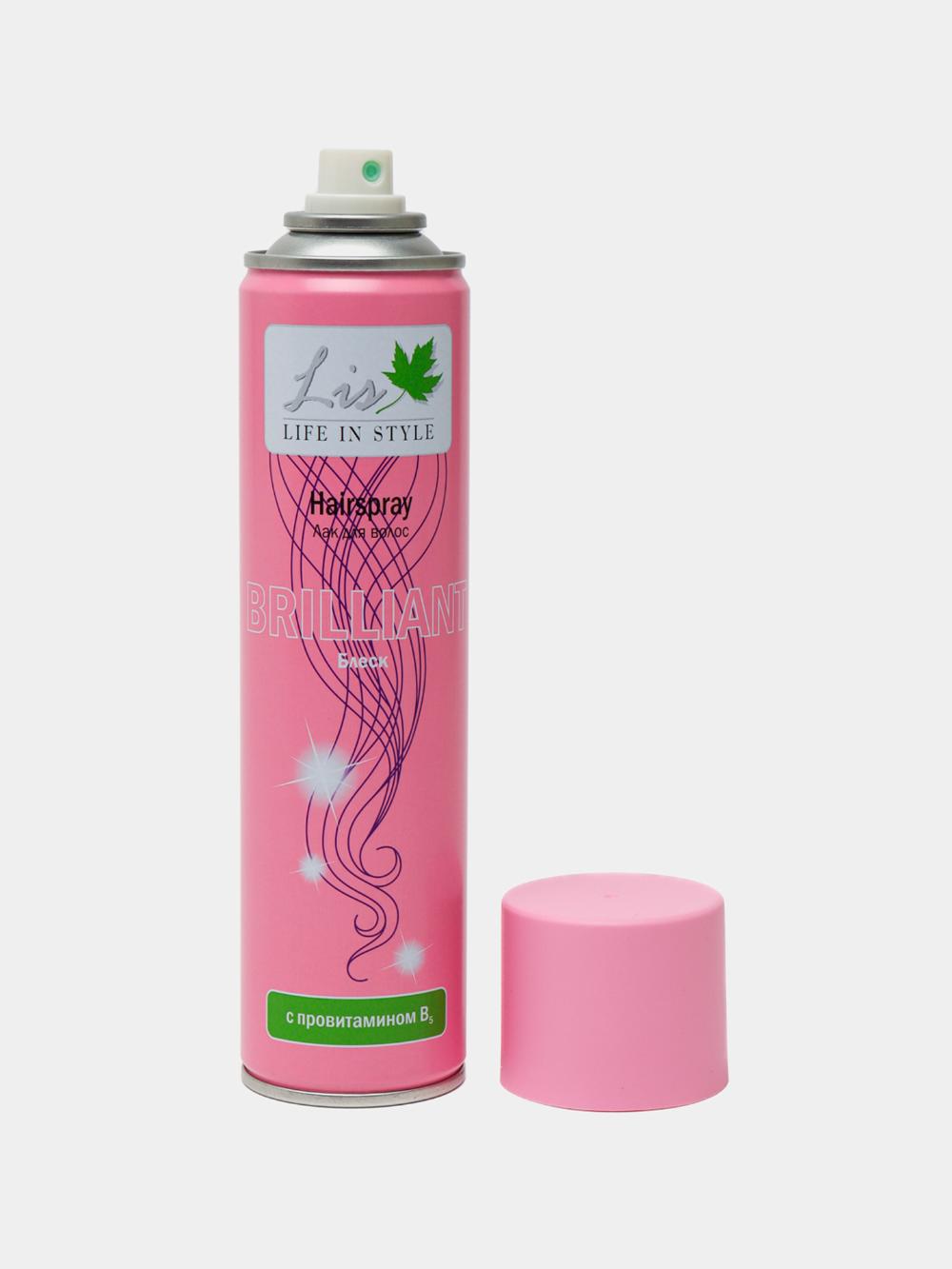Soch uchun lak LIS Блеск, o'ta kuchli fiksatsiya, provitamin B5 bilan, 300 ml 1