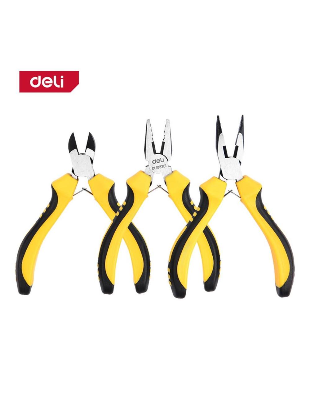 Плоскогубцы 5"+Длиногубцы 5"+Кусачки 5" набор Deli  D-EDL103201-3 1