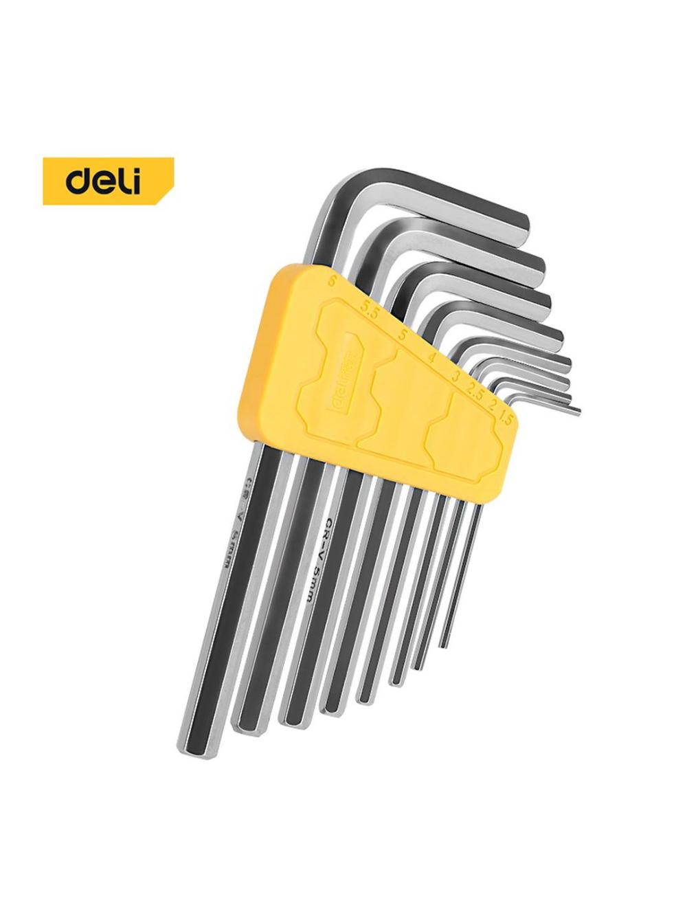 8 dona to‘plamdagi yassi olti qirrali kalitlar 1.5-6mm Deli D-EDL230008 1
