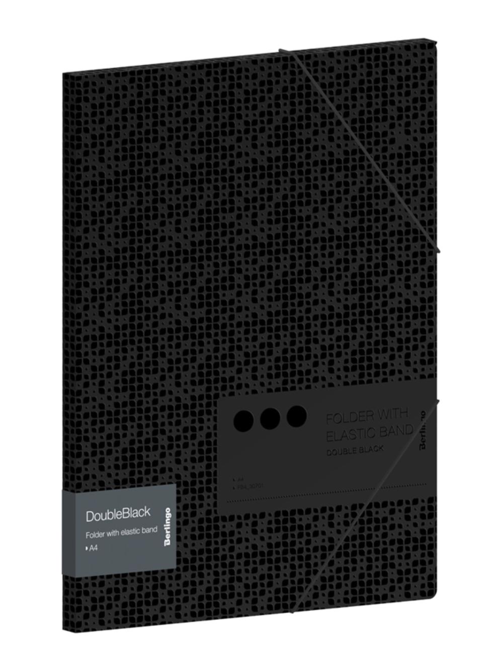 Папка на резинке "DoubleBlack" А4, 600мкм, черная, с рисунком, Berlingo FB4_A4701 1