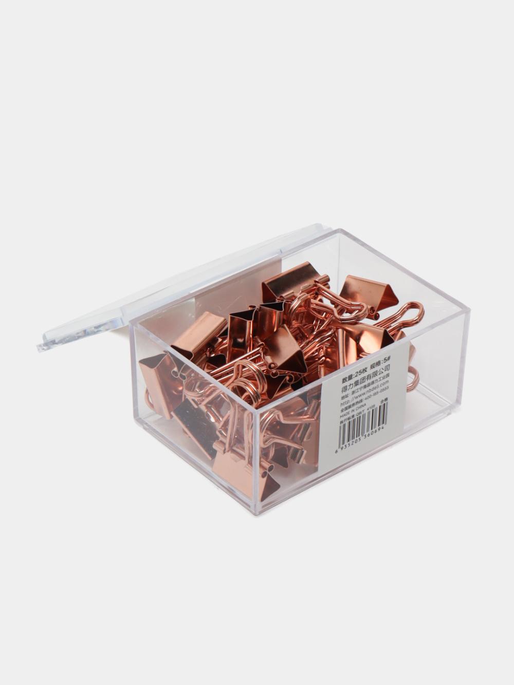 Зажим 19мм 25шт (зол) Deli 78200-CRG 2