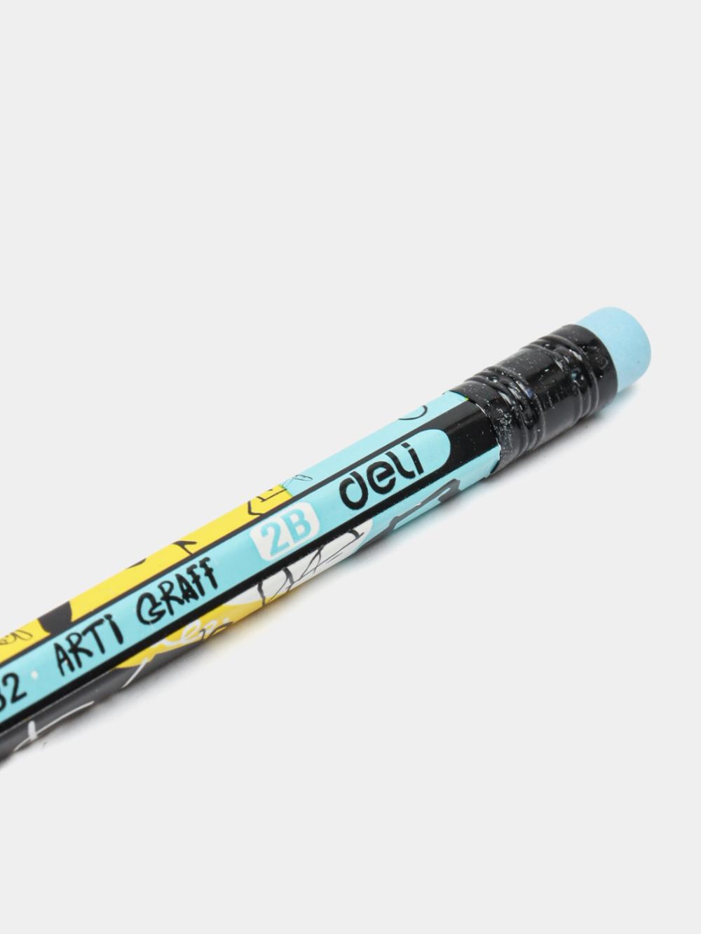 Карандаш 2B Deli с ластиком Graff 53200-WU 2