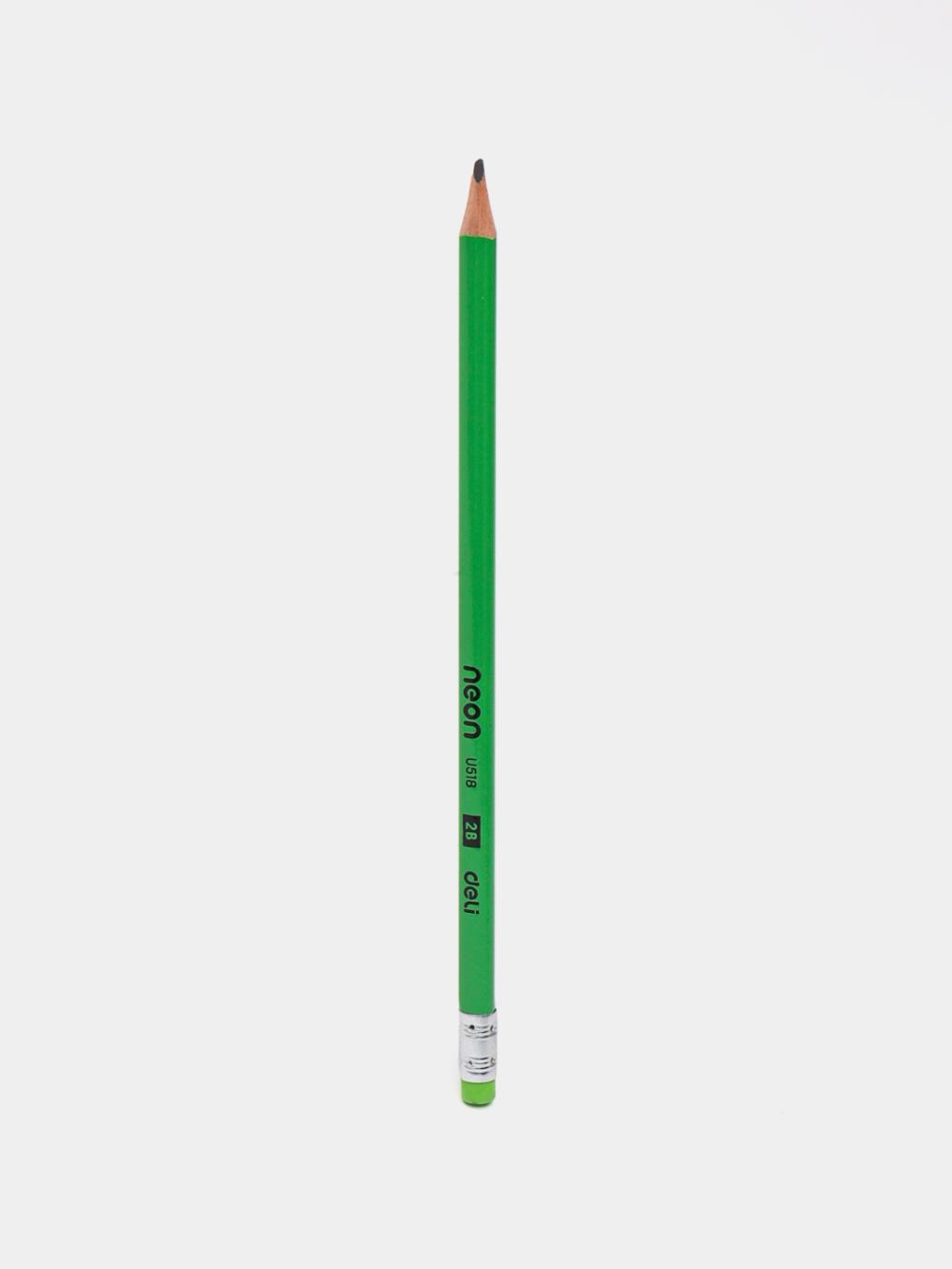 Карандаш 2B 51806/T50 Deli с ластиком Neon 51806-EU 1