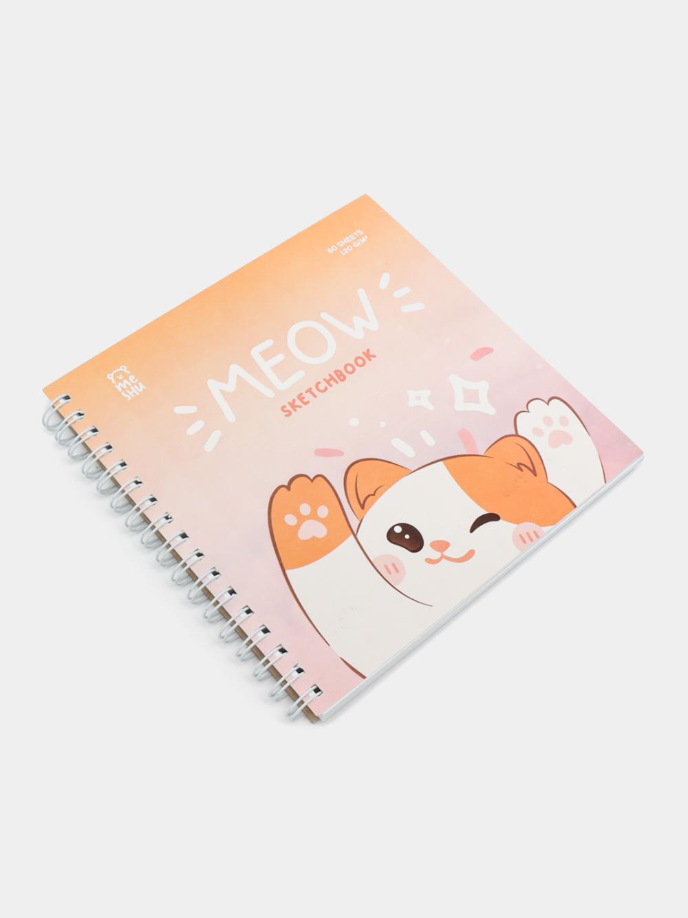 Скетчбук 60л., 150*150 MESHU "Meow", на гребне, выб. лак, soft-touch, 120г/м2 MS_53039 3