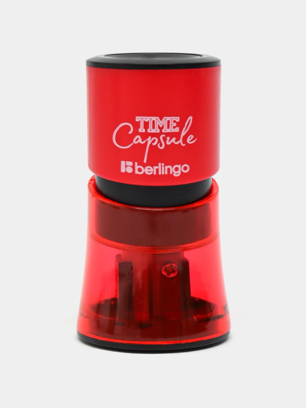 Plastmassa qalam o‘tkirlagich Berlingo "TimeCapsule", konteynerli, 2 teshikli, assorti, BBp_15007 1