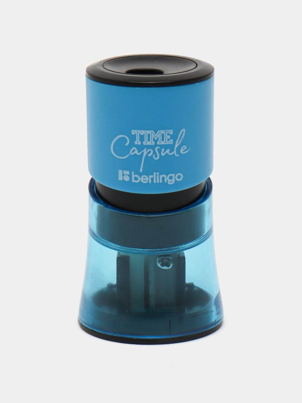 Plastmassa qalam o‘tkirlagich Berlingo "TimeCapsule", konteynerli, 2 teshikli, assorti, BBp_15007 1
