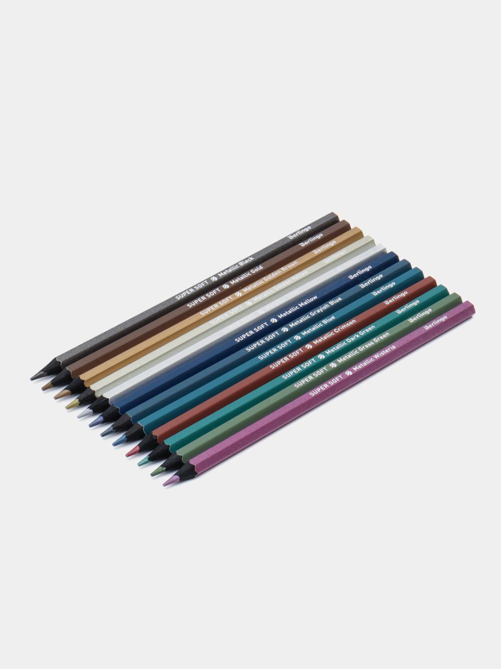 Карандаши цветные металлик Berlingo "SuperSoft. Metallic", 12цв., заточен., европодвес SSM0506 1