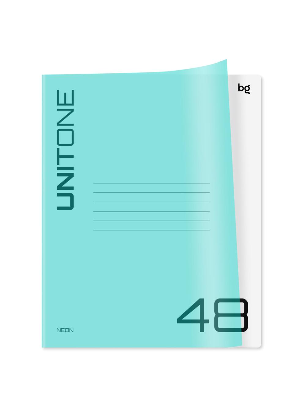 Daftar 48 varaq. BG katakli "UniTone. Neon", plastik qopqoq, neon ko'k Т5ск48_пл_12472 1