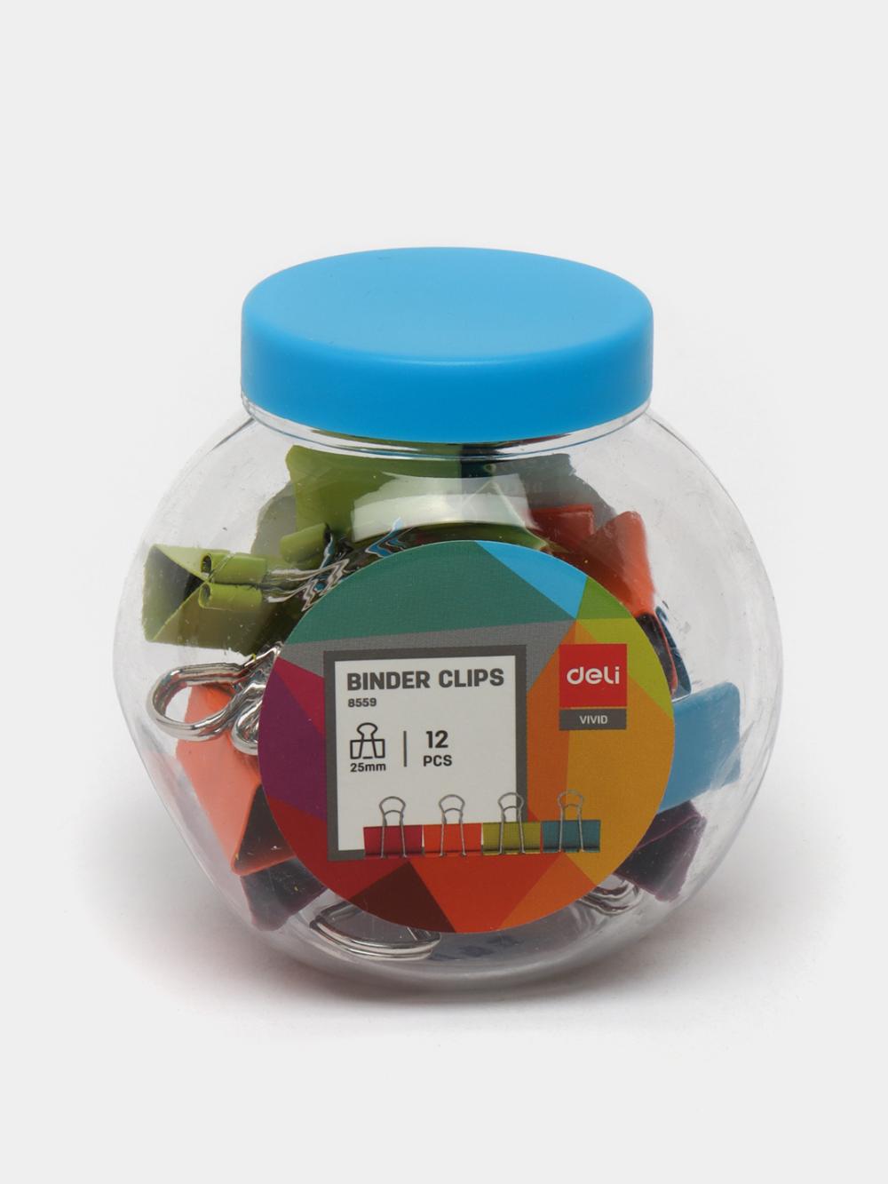 Зажим 25мм 12шт (цв) Deli 8559 1