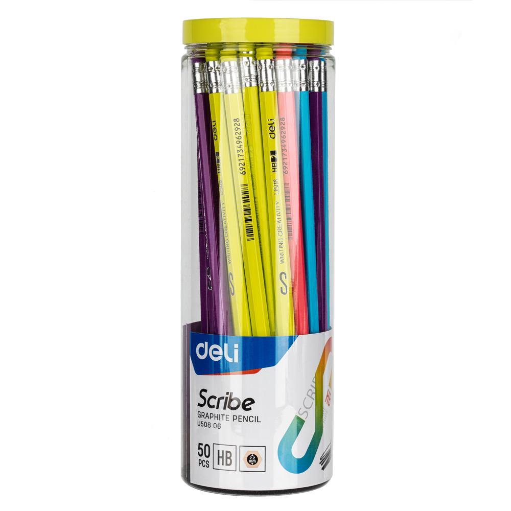 Карандаш HB 50806 Deli с ластиком в тубе Scribe 50806-EU 4