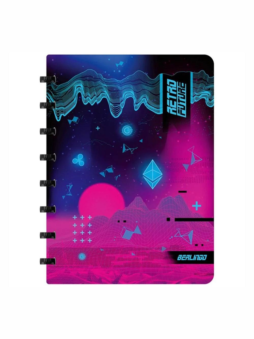 Бизнес-тетрадь А5+, 80л., "Retro Future", клетка, на кольцах, с возм. замены блока, 80г/м2, пластик. обложка 700мкм Berlingo RNt_A5S08 1