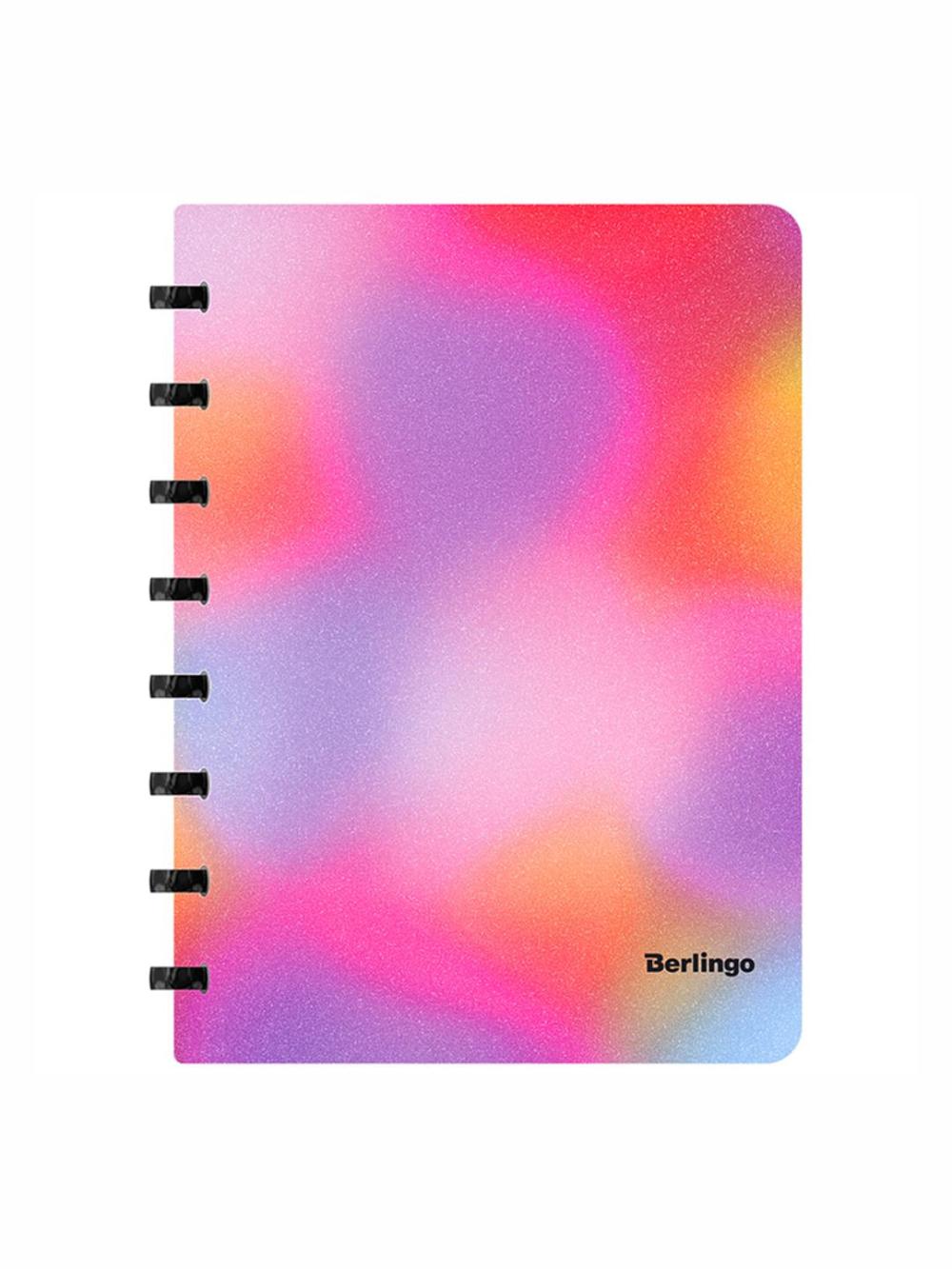 Бизнес-тетрадь А5+, 80л., "Gradient", глиттер-эффект, клетка, на кольцах, с возм. замены блока, 80г/м2, пластик. об Berlingo RNt_A5701 1