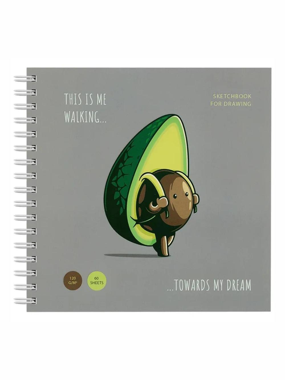 Скетчбук 60л., 150*150 MESHU "Avocadreams", на гребне, выб. лак, soft-touch, 120г/м2 MS_44873 1