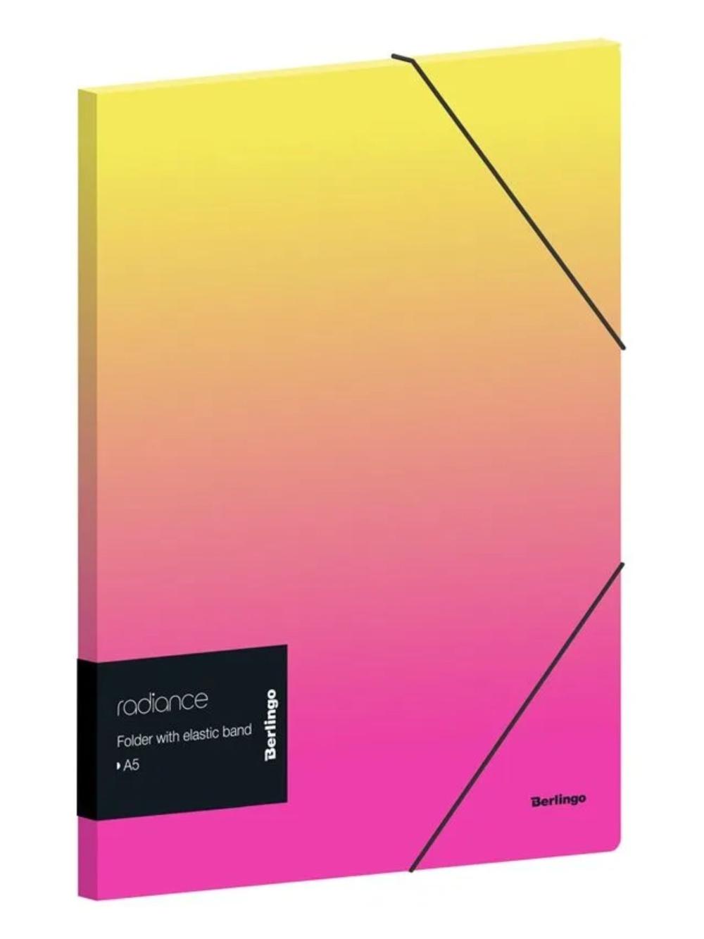 Папка для тетрадей на резинке "Radiance" А5+, 600мкм, желтый/розовый градиент, с рисунком Berlingo FB5_A5001 1