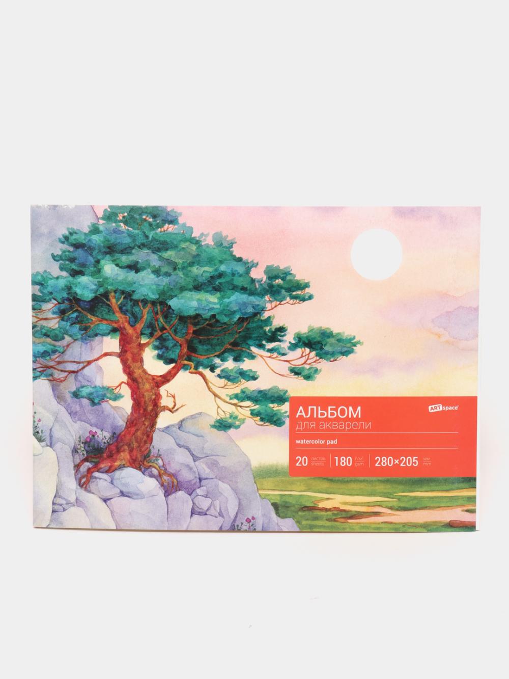 Альбом для акварели 20л., А4, на склейке, блок рис. бум., 180г/м2 ArtSpace Аа20_7898 1