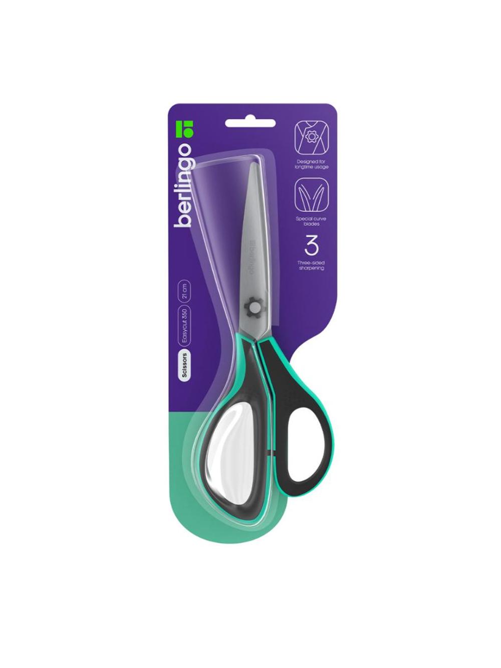 Ножницы "Easycut 350", 21см, ассорти, эргономичные ручки, мягкие вставки, европодвес Berlingo 1