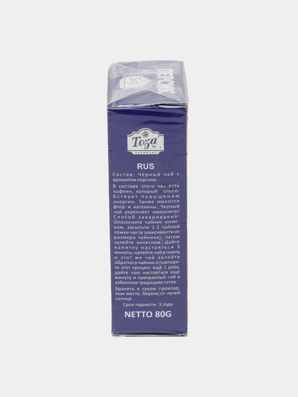 Toza Choy: Qora choy Toza, shaftoli ta'mi bilan, 80 g 2