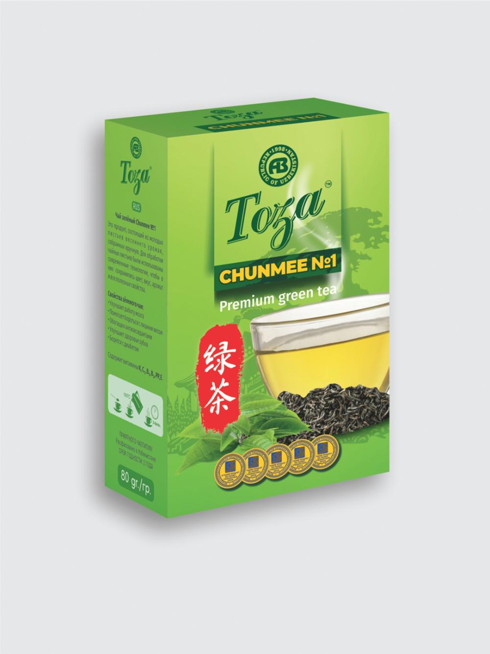 Toza Choy: Ko'k choy Toza Chunmee №1 80г 1