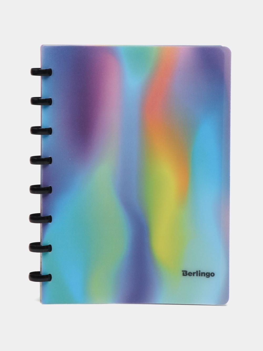 Бизнес-тетрадь А5+, 80л., Berlingo "Gradient", глиттер-эффект, клетка, на кольцах, с возм. замены блока, 80г/м2, пластик. об 1