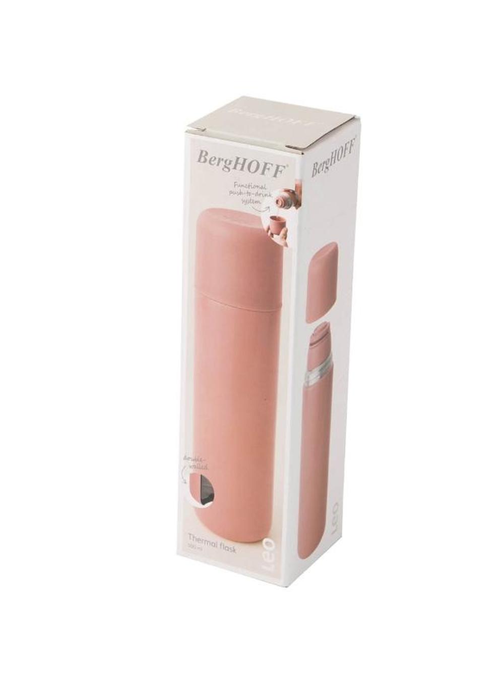 BergHOFF 3950140 termosi, zanglamaydigan po'lat, sirpanmaydigan taglik, pushti, 500ml 3