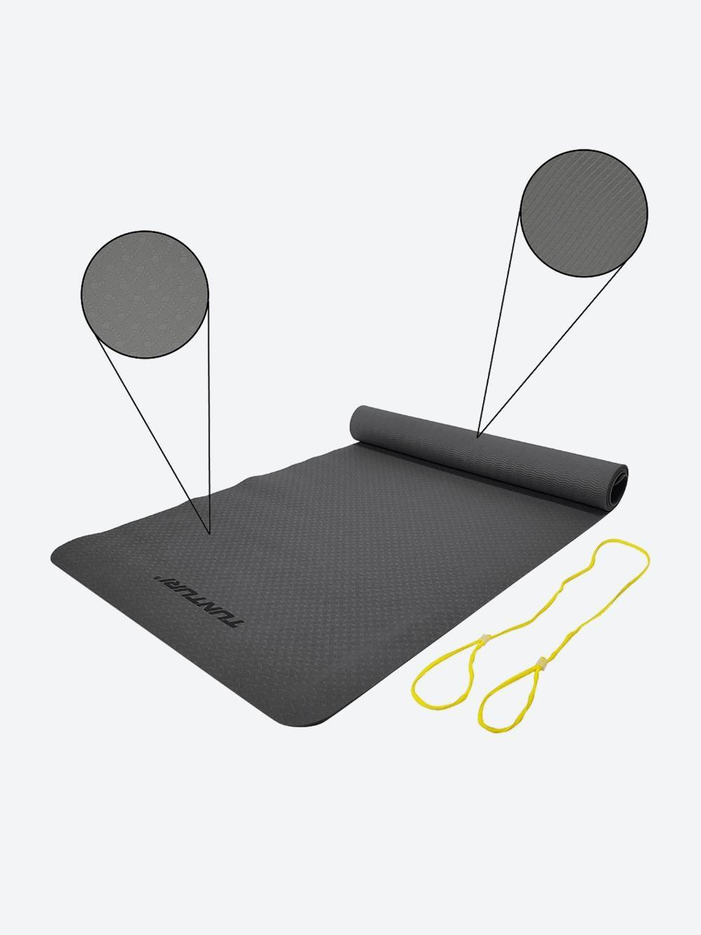 Yoga mat Tunturi TPE, 3 mm, elastik shnurli, antrasit, 183 * 61 sm 1