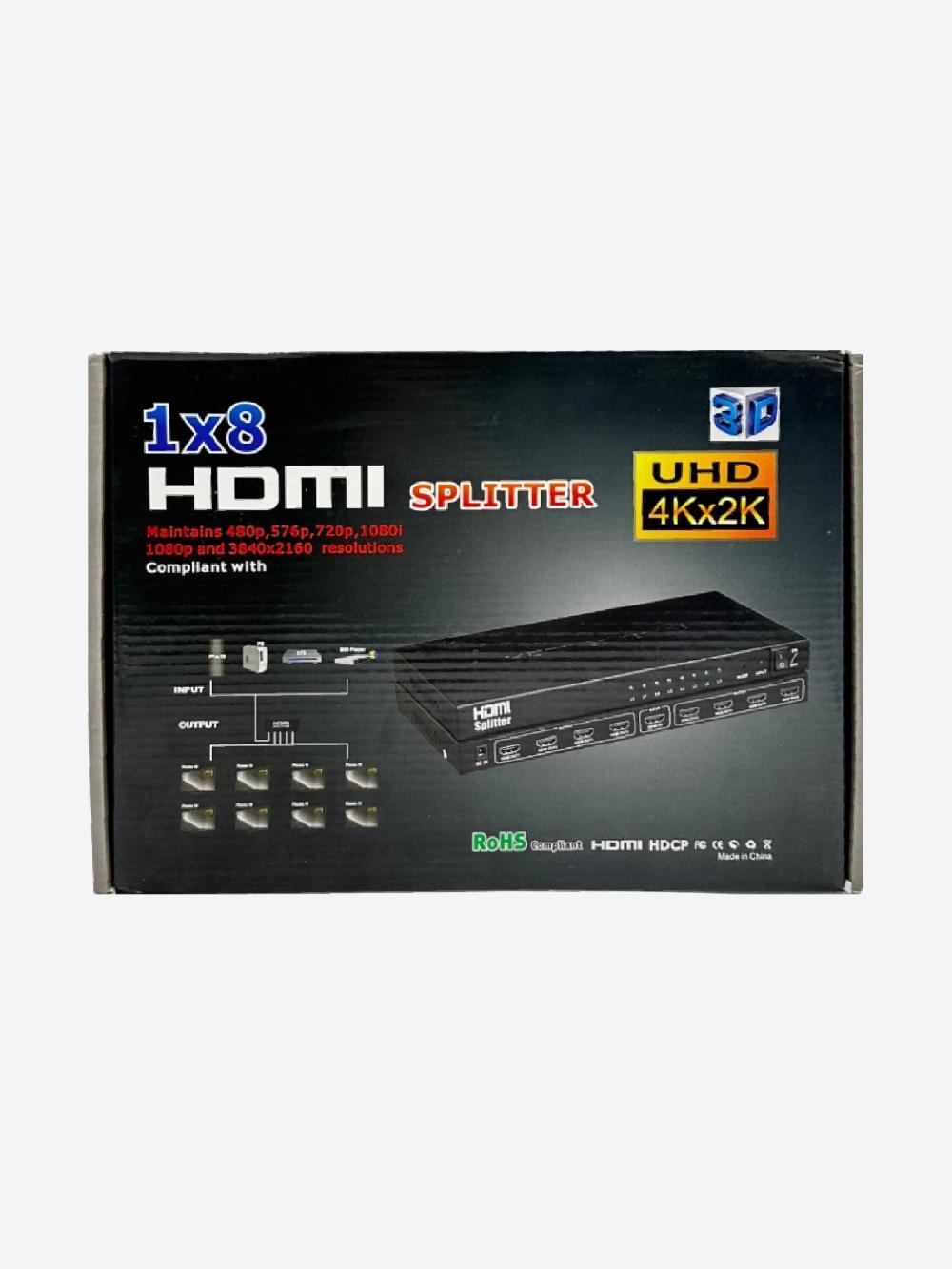 HDMI Splitter 1x8, bitta tasvirni sakkizta 1080P 2K,4Kga ajratadi 4