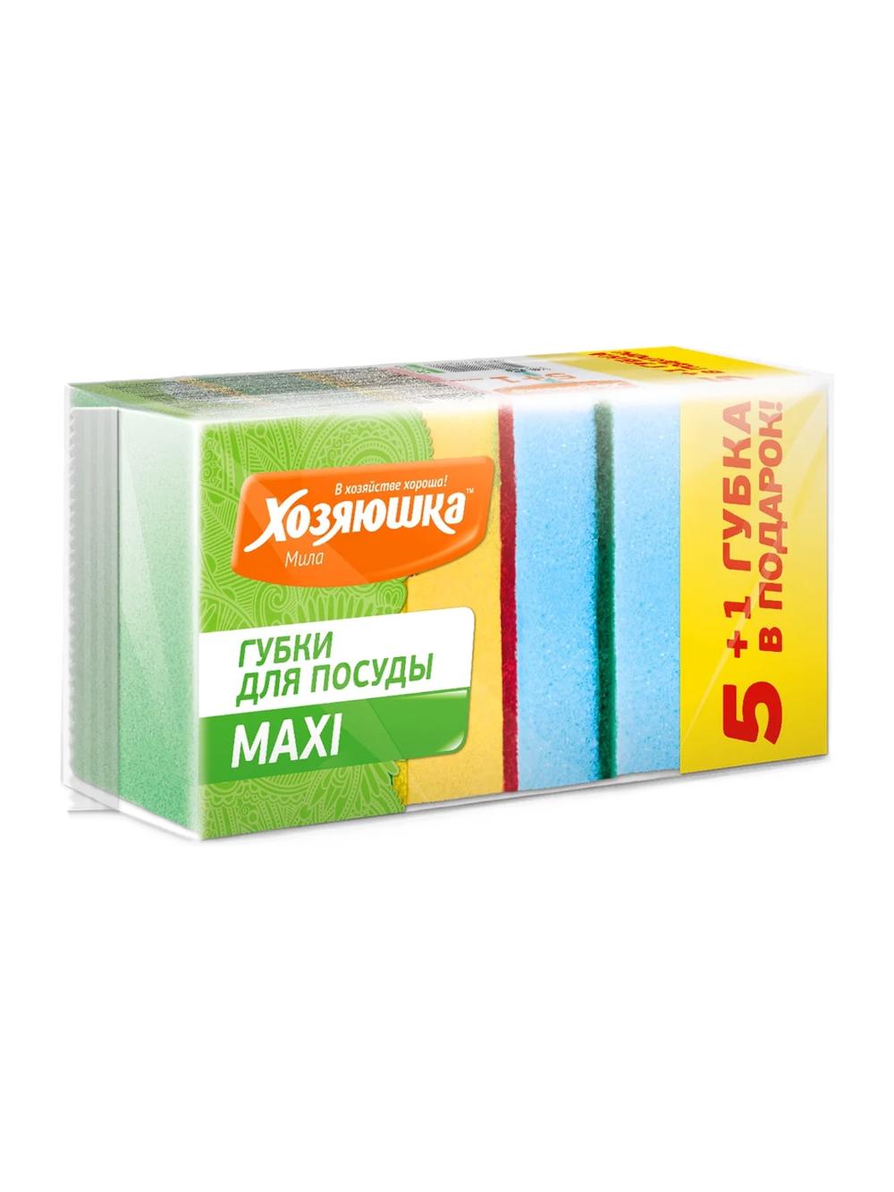 Idish yuvish uchun gubka Хозяюшка Мила Maxi, 5+1 dona (sovg'a) 1