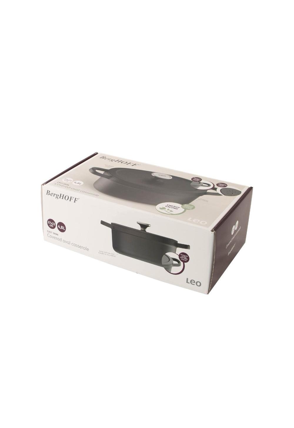 Чугунная кастрюля BergHOFF Leo Graphite, овальная, с крышкой, 4,8л 3