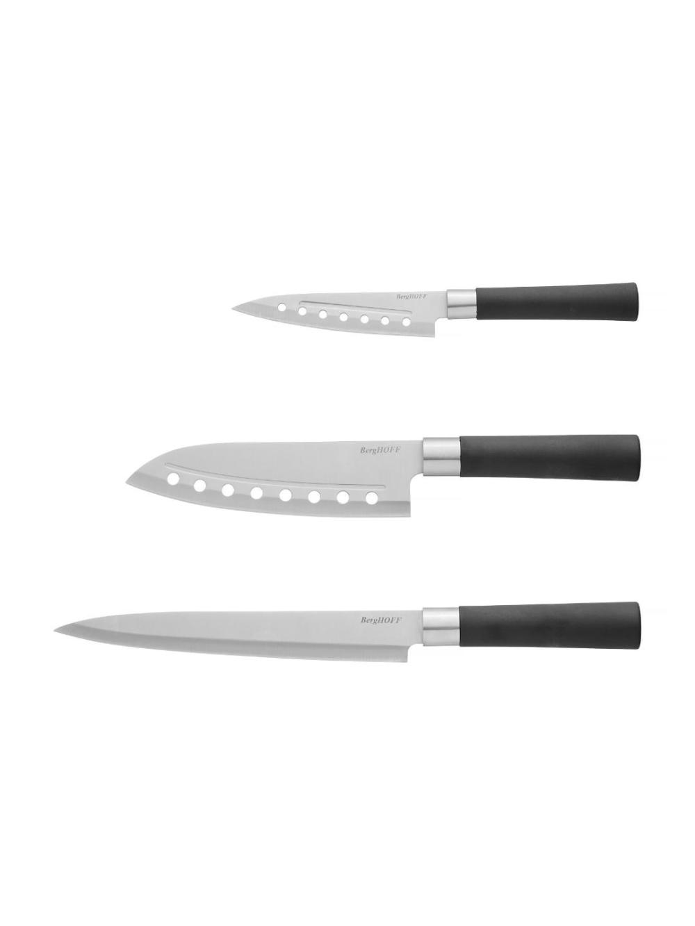BergHOFF Codon 1315106 pichoqlar to'plami, zanglamaydigan po'lat, ergonomik dastalar, 3 dona, qora 1